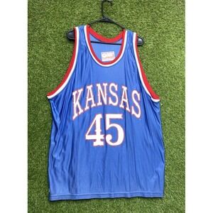 Vintage Dodger Blue Kansas Jayhawks Basketball Jersey Mens 2XL XXL #45 Blue 90s